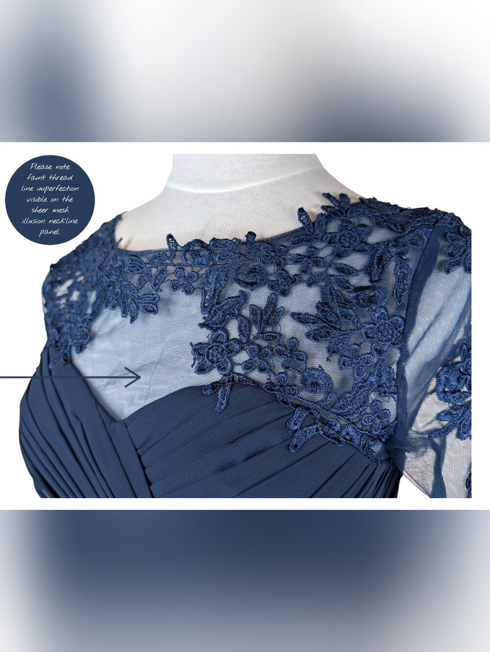 NWT Elegant Navy Blue Lace Up Back Pleated Chiffon Evening Gown Dress Size 14/XL - Picture 14 of 16